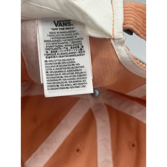 Vans Hat Cap Strap Back Corduroy Peach Orange Embroidered Dad Style Mens Casual - Picture 10 of 11